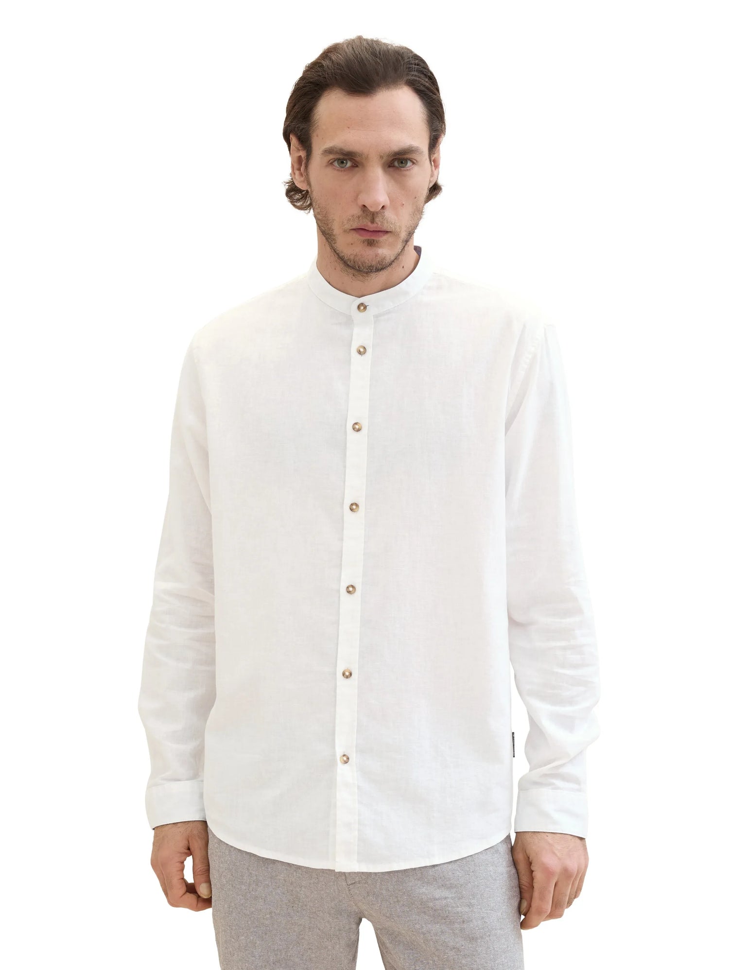 Tom Tailor White Men Shirt with Linen SKU: 1040140_20000 Image 04