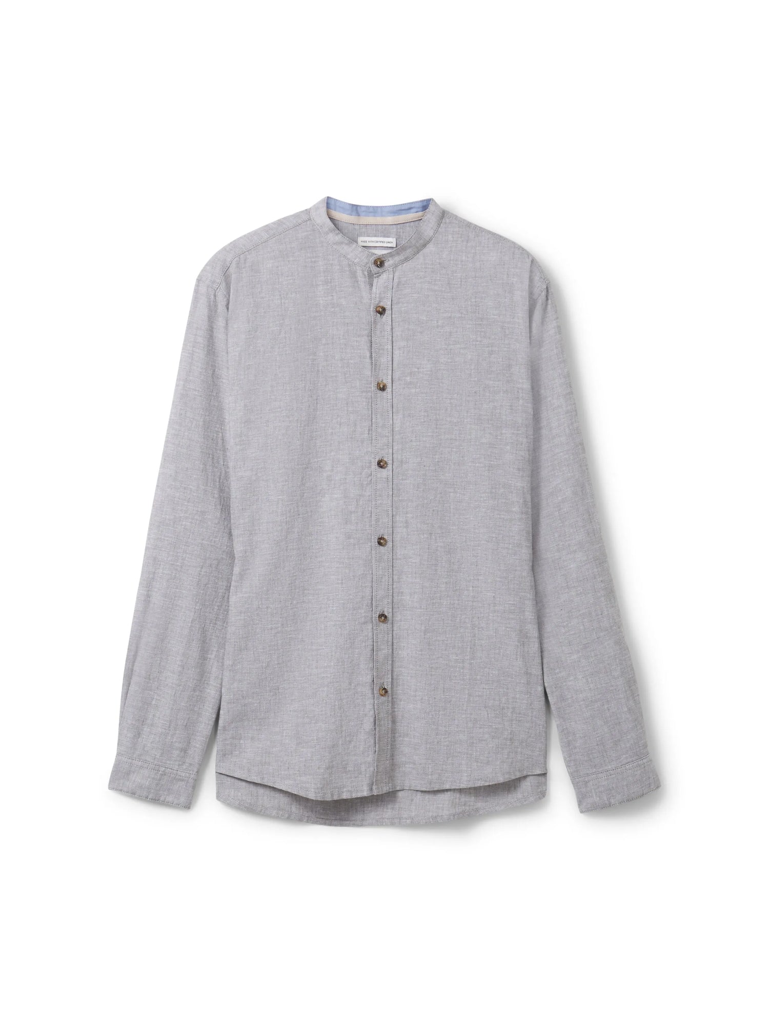 Tom Tailor Smokey Olive Green Chambray Men Shirt with Linen SKU: 1040140_34607 Image 07