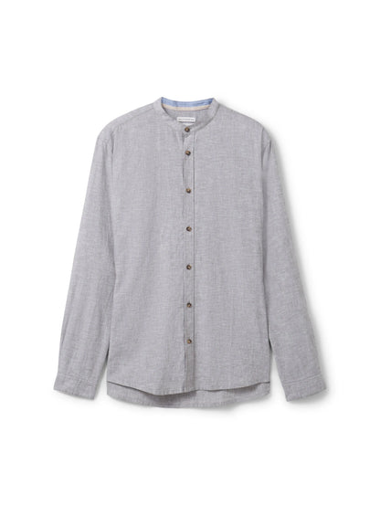Tom Tailor Smokey Olive Green Chambray Men Shirt with Linen SKU: 1040140_34607 Image 07