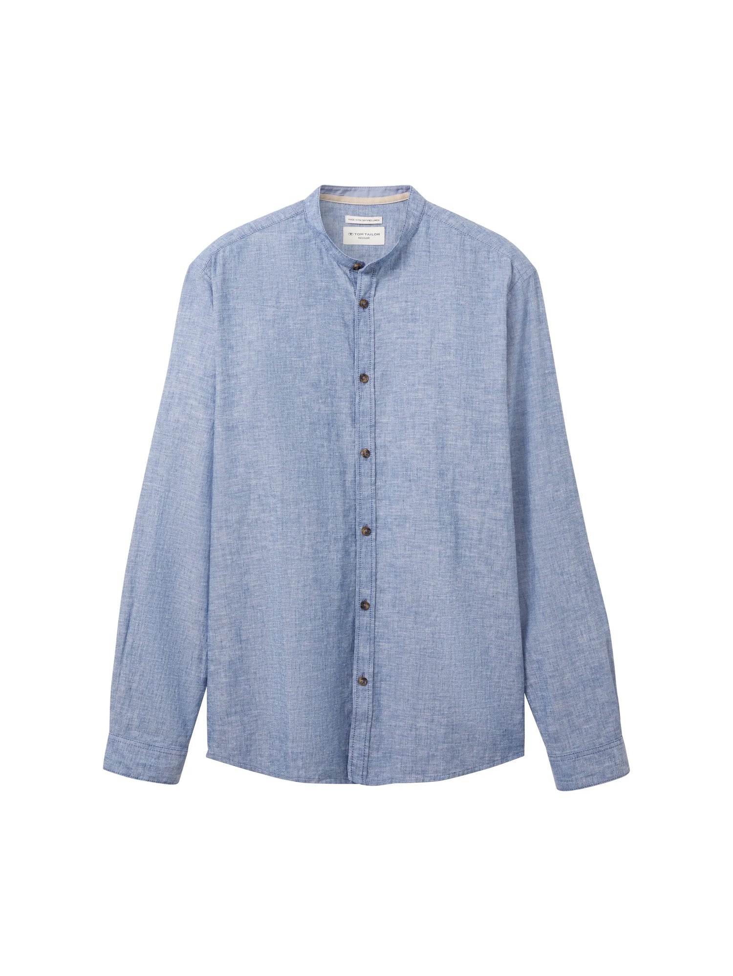 Tom Tailor Leasure Blue Chambray Men Shirt with Linen SKU: 1040140_34922 Image 07