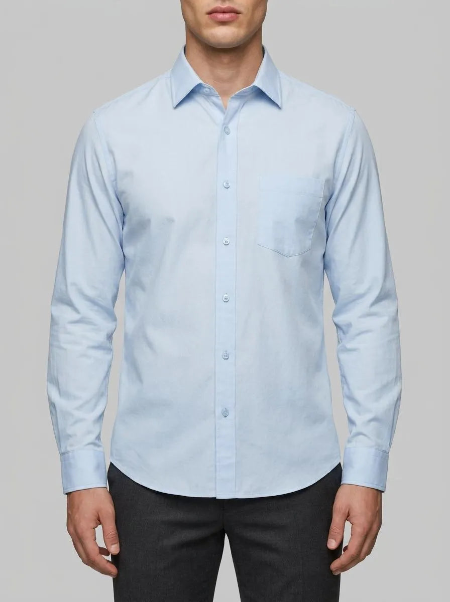 Denim Tom Tailor Light Metal Blue Men Regular Fit Long-Sleeved Dress Shirt SKU: 1040146_13302 Image 00