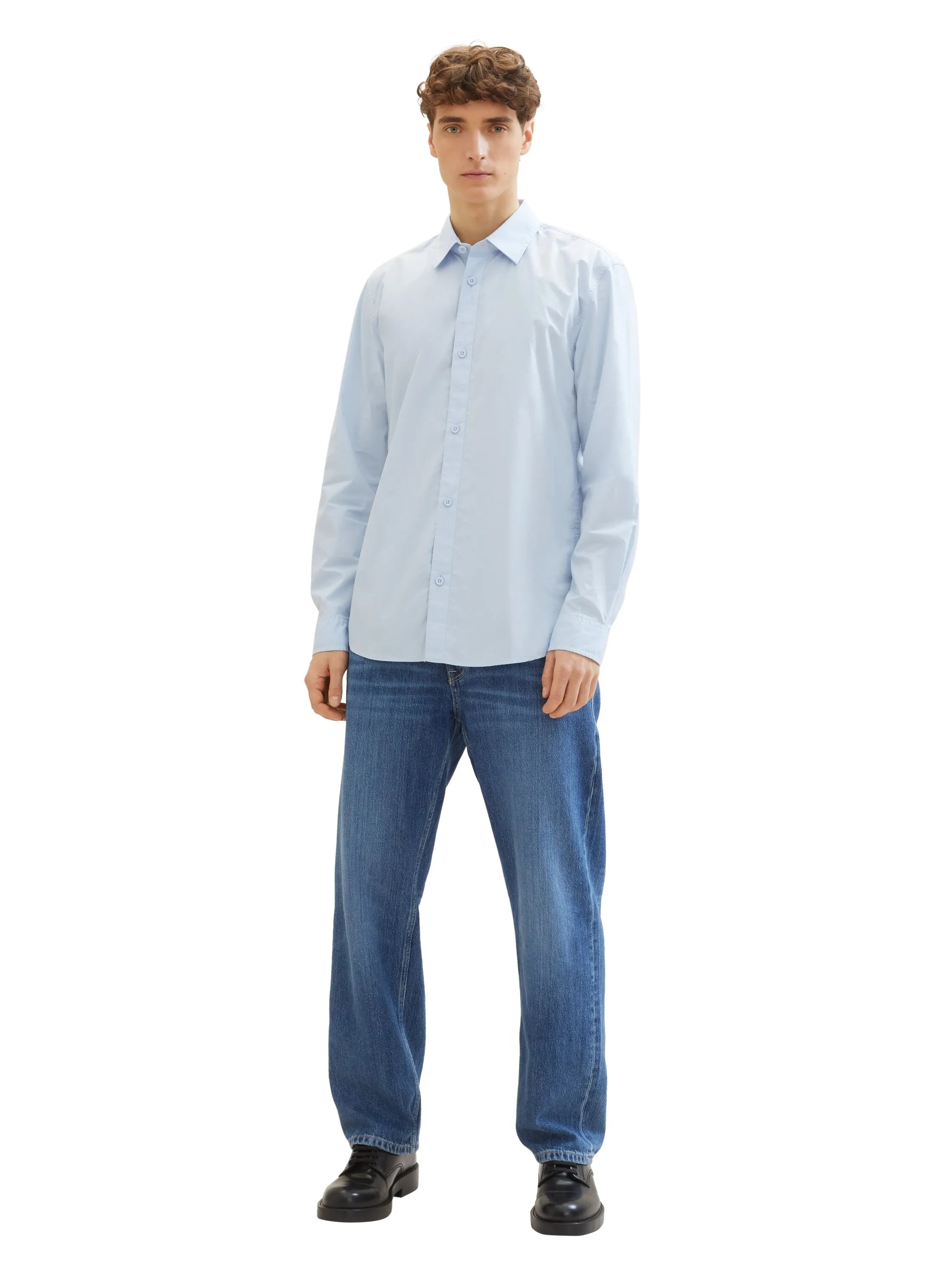 Denim Tom Tailor Light Metal Blue Men Regular Fit Long-Sleeved Dress Shirt SKU: 1040146_13302 Image 02