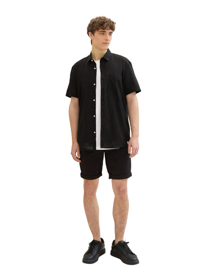 Denim Tom Tailor Black Men Short-Sleeved Shirt with Linen SKU: 1040160_29999 Image 02
