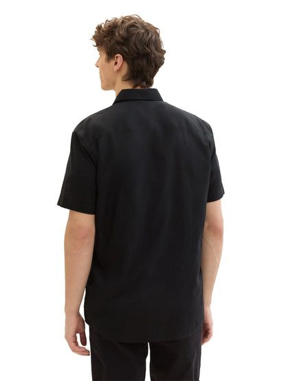 Denim Tom Tailor Black Men Short-Sleeved Shirt with Linen SKU: 1040160_29999 Image 03