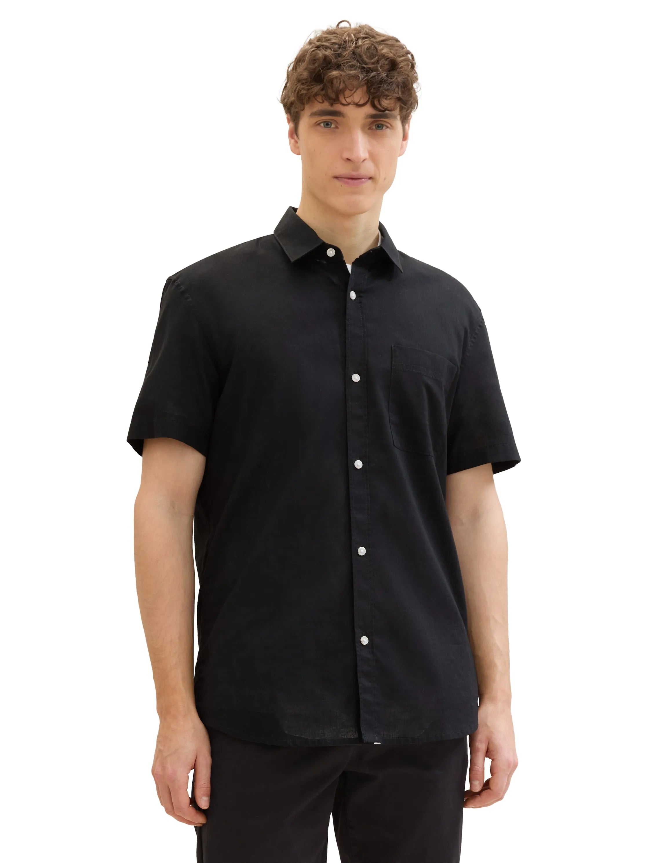 Denim Tom Tailor Black Men Short-Sleeved Shirt with Linen SKU: 1040160_29999 Image 04