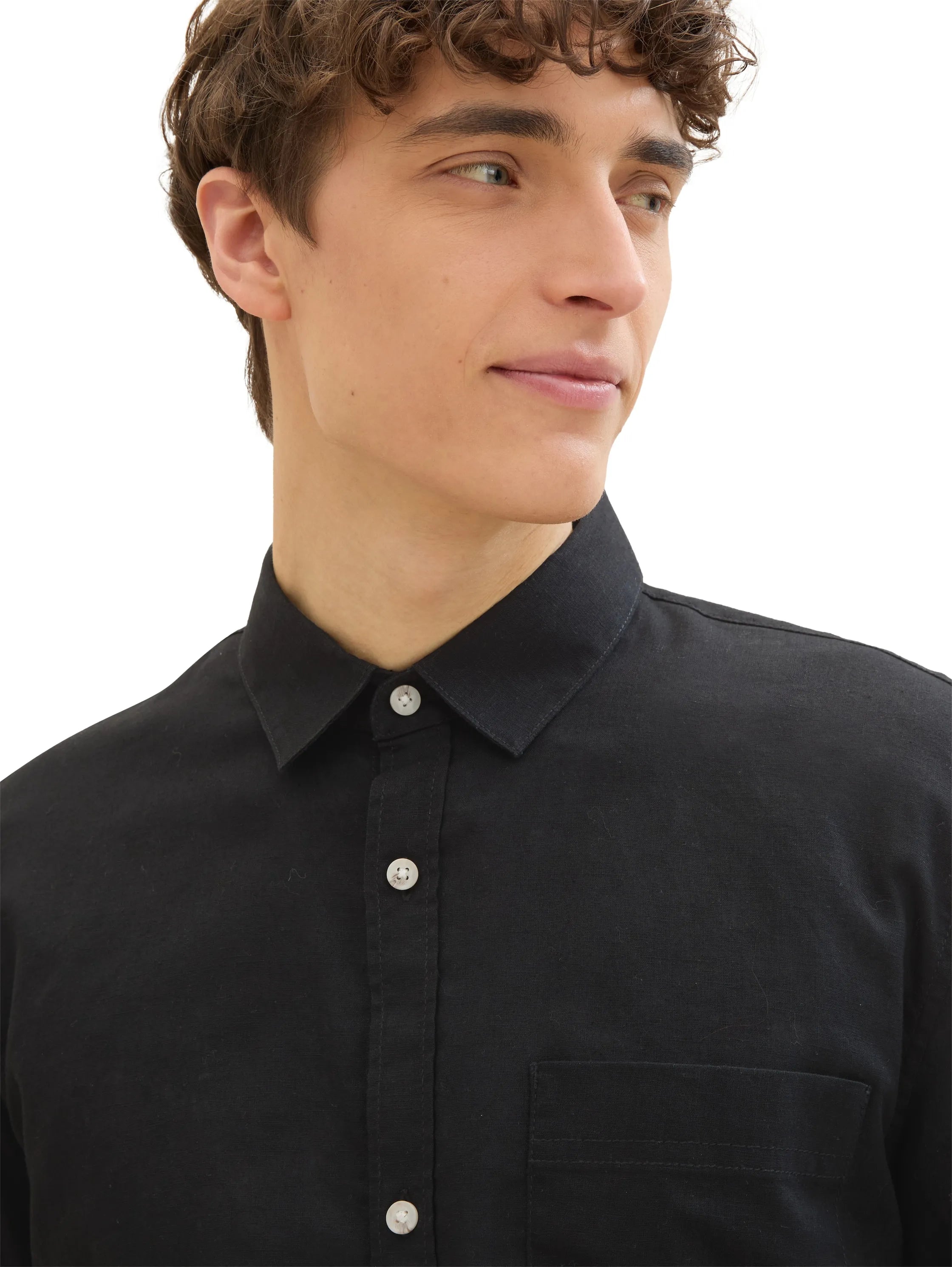 Denim Tom Tailor Black Men Short-Sleeved Shirt with Linen SKU: 1040160_29999 Image 06