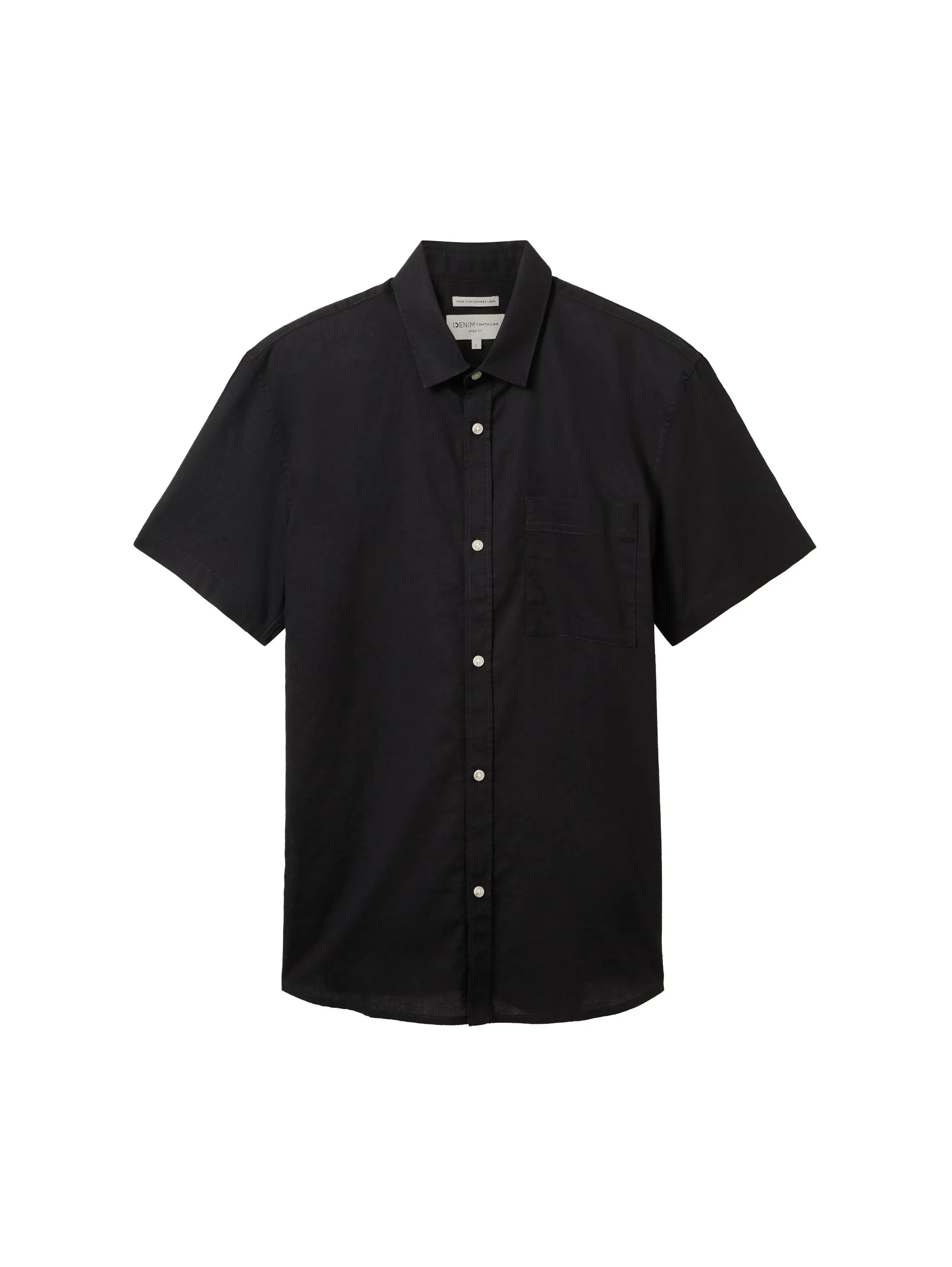 Denim Tom Tailor Black Men Short-Sleeved Shirt with Linen SKU: 1040160_29999 Image 07