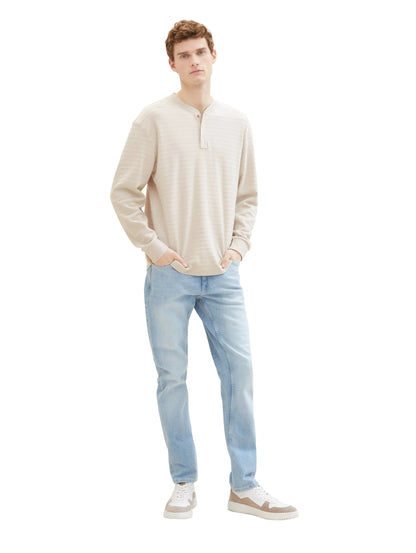 Tom Tailor Used Light Stone Blue Denim Men Regular Tapered Jeans with Recycled Cotton SKU: 1040166_10118 Image 02