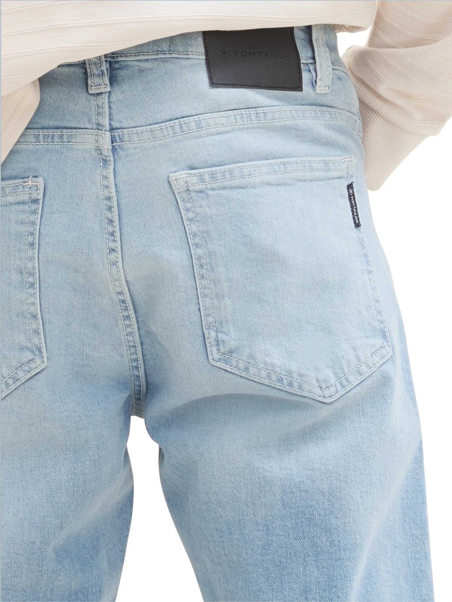 Tom Tailor Used Light Stone Blue Denim Men Regular Tapered Jeans with Recycled Cotton SKU: 1040166_10118 Image 06