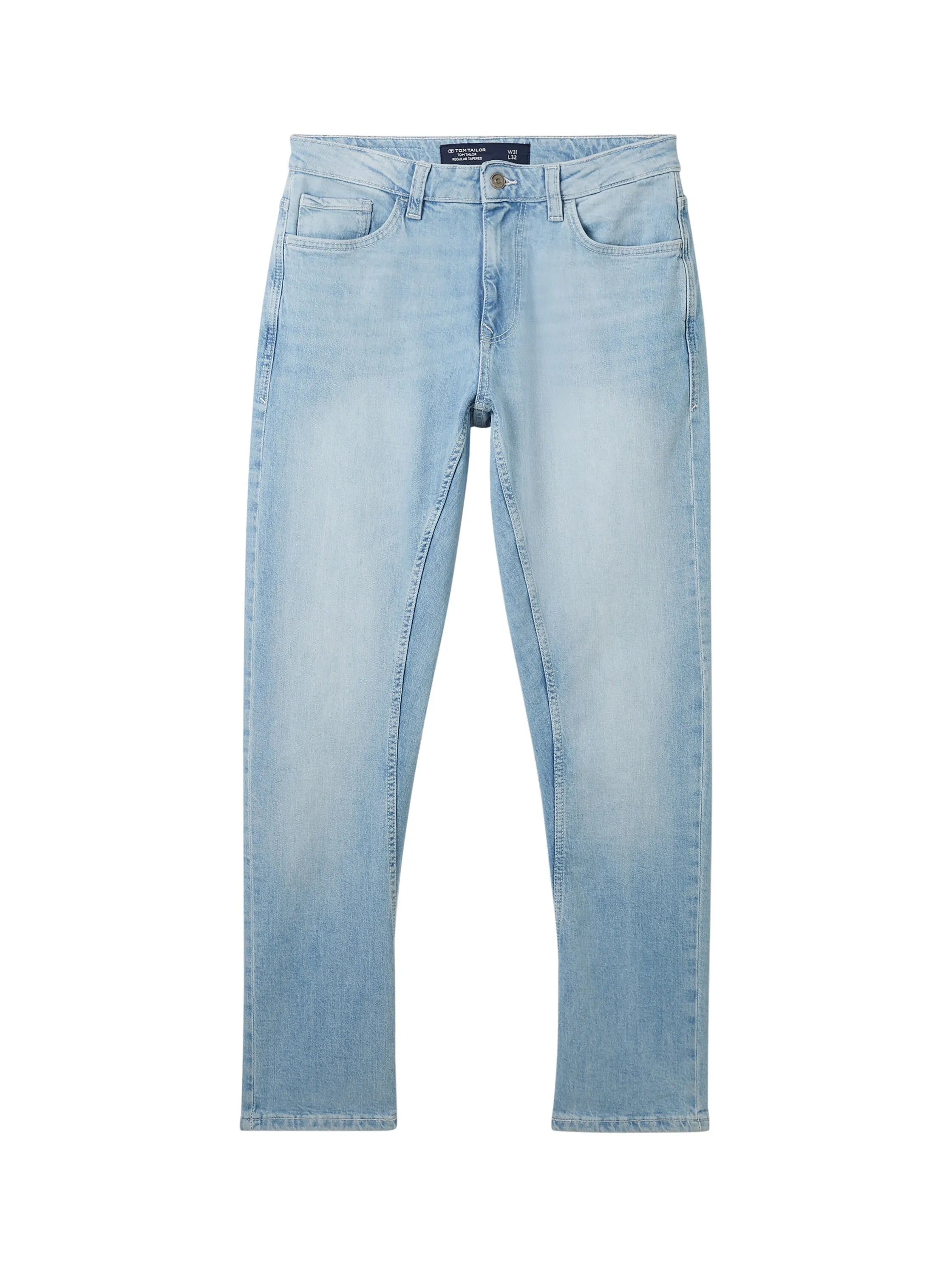 Tom Tailor Used Light Stone Blue Denim Men Regular Tapered Jeans with Recycled Cotton SKU: 1040166_10118 Image 08