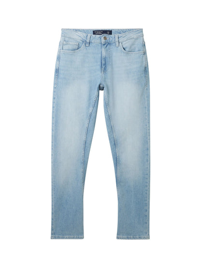 Tom Tailor Used Light Stone Blue Denim Men Regular Tapered Jeans with Recycled Cotton SKU: 1040166_10118 Image 08