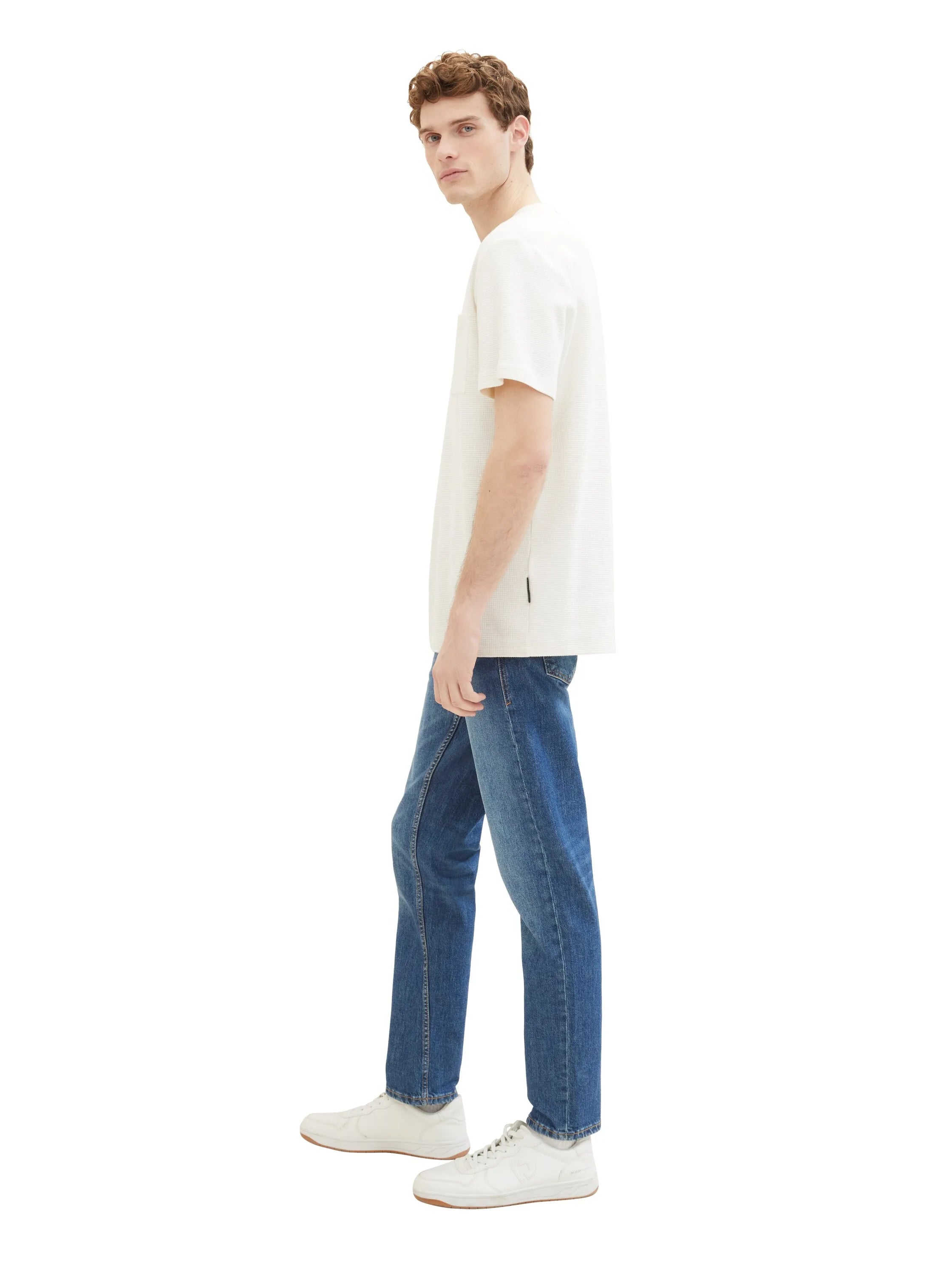 Tom Tailor Used Dark Stone Blue Denim Men Regular Tapered Jeans with Recycled Cotton SKU: 1040166_10120 Image 02