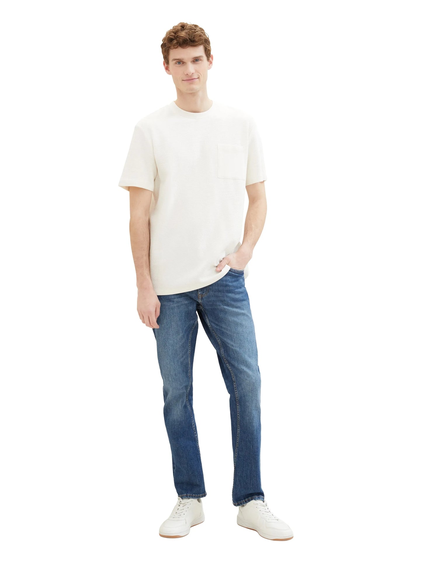 Tom Tailor Used Dark Stone Blue Denim Men Regular Tapered Jeans with Recycled Cotton SKU: 1040166_10120 Image 03