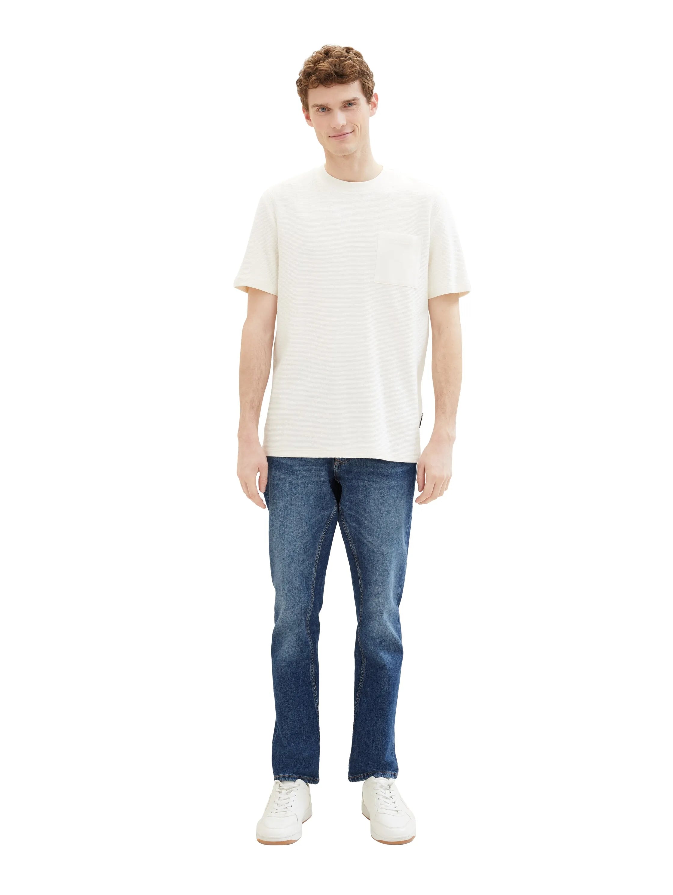 Tom Tailor Used Dark Stone Blue Denim Men Regular Tapered Jeans with Recycled Cotton SKU: 1040166_10120 Image 06