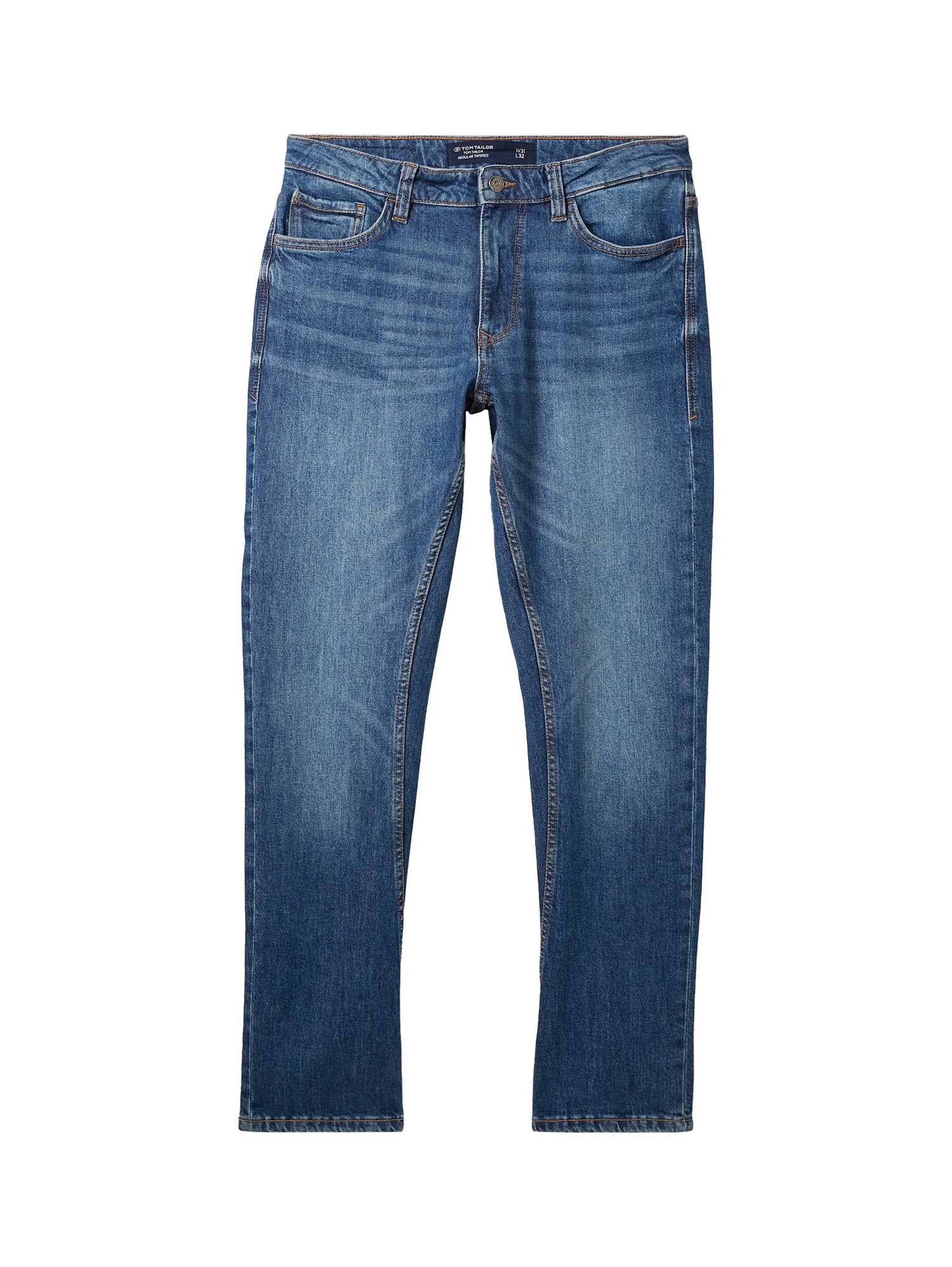 Tom Tailor Used Dark Stone Blue Denim Men Regular Tapered Jeans with Recycled Cotton SKU: 1040166_10120 Image 08