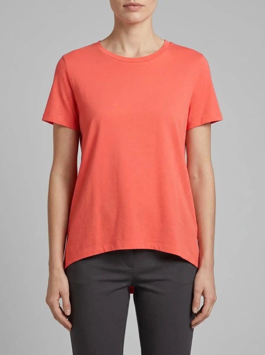 Denim Tom Tailor Plain Red Women Loose Fit Cotton T-Shirt SKU: 1040183_11042 Image 00