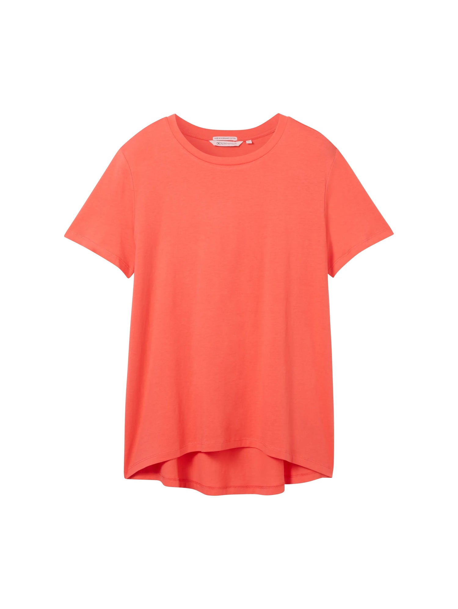 Denim Tom Tailor Plain Red Women Loose Fit Cotton T-Shirt SKU: 1040183_11042 Image 07