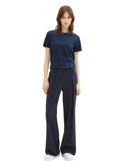Tom Tailor Navy Blue Structure Print Women Loose Fit Cotton T-Shirt SKU: 1040183_34666 Image 02