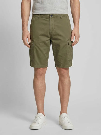 Tom Tailor Olive Structure Print Men Regular Cargo Shorts SKU: 1040226_34670 Image 00