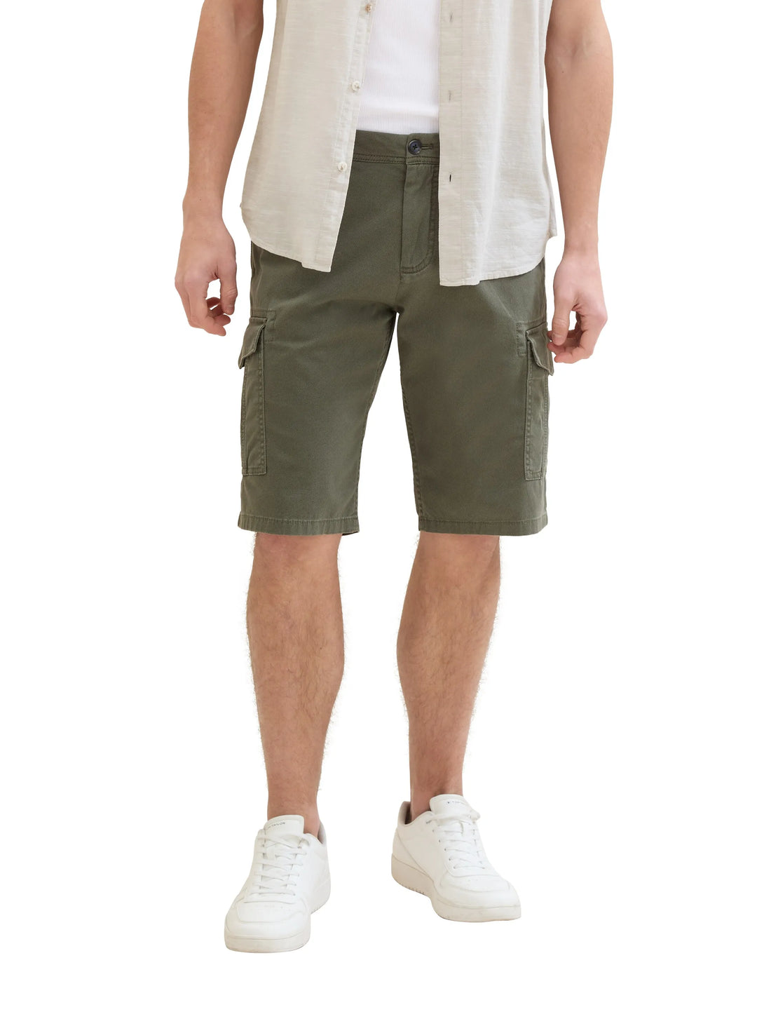 Tom Tailor Olive Structure Print Men Regular Cargo Shorts SKU: 1040226_34670 Image 01