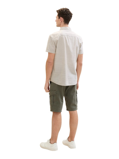 Tom Tailor Olive Structure Print Men Regular Cargo Shorts SKU: 1040226_34670 Image 04