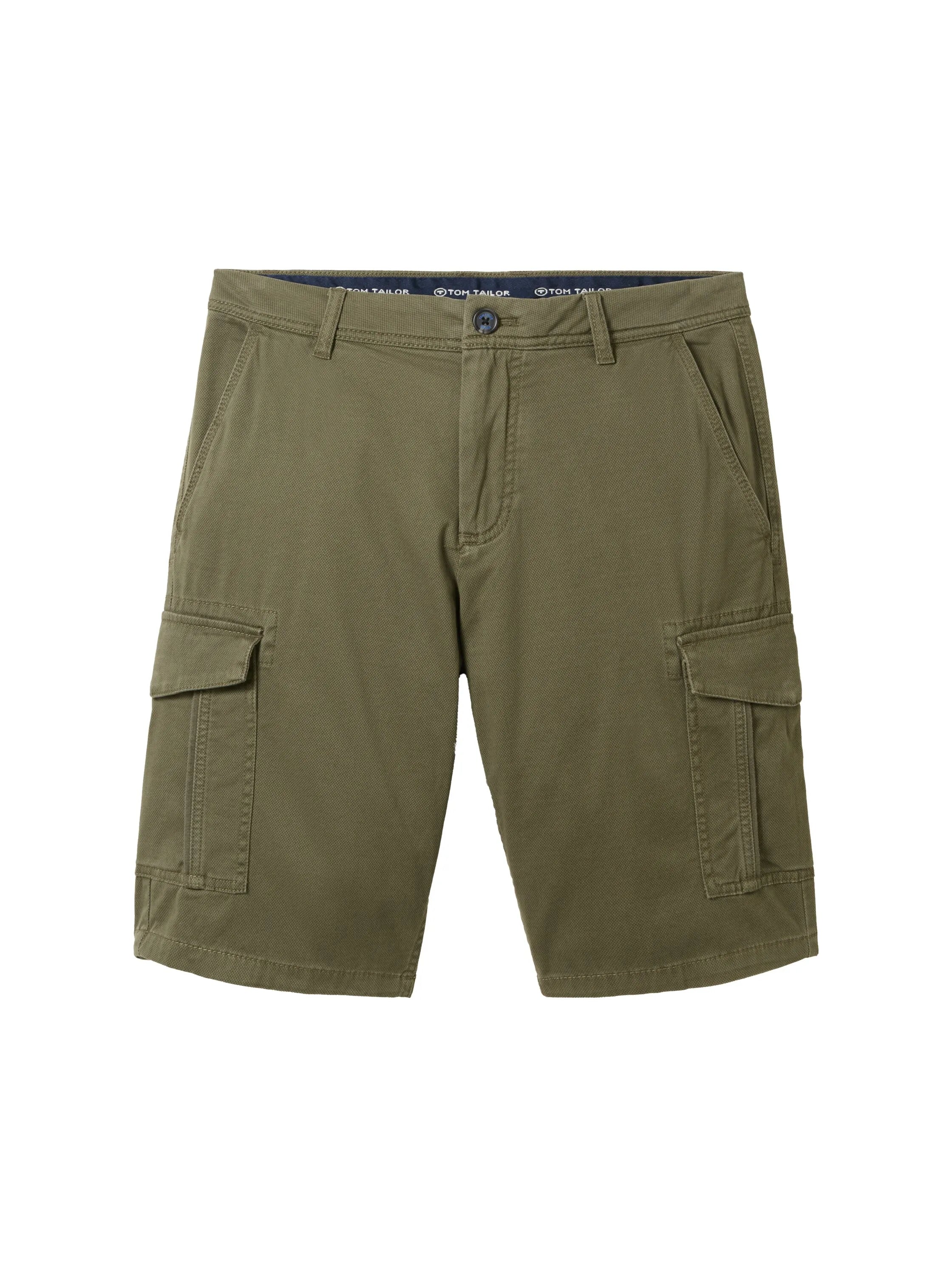 Tom Tailor Olive Structure Print Men Regular Cargo Shorts SKU: 1040226_34670 Image 08