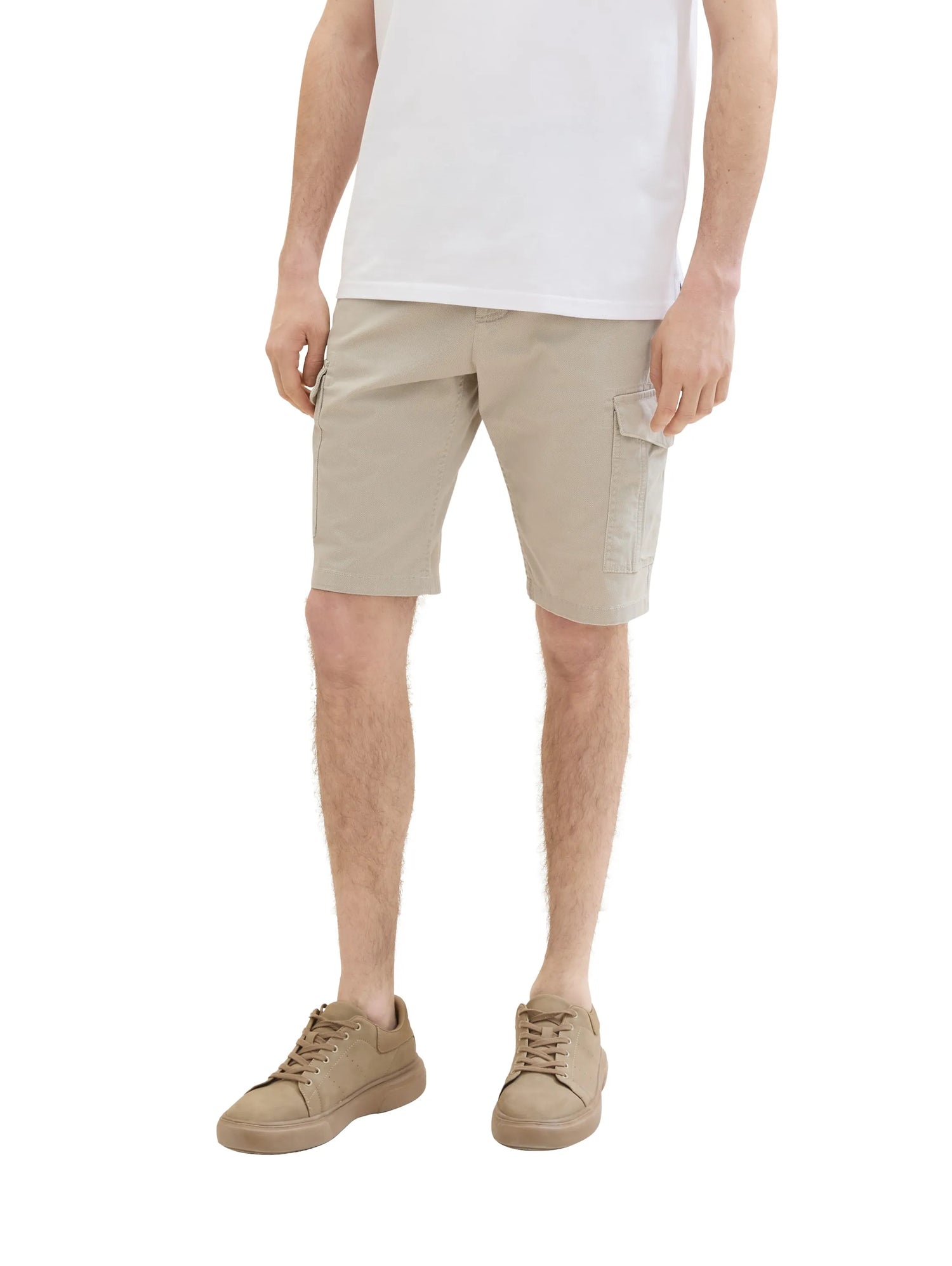 Tom Tailor Beige Structure Print Men Regular Cargo Shorts SKU: 1040226_34671 Image 01