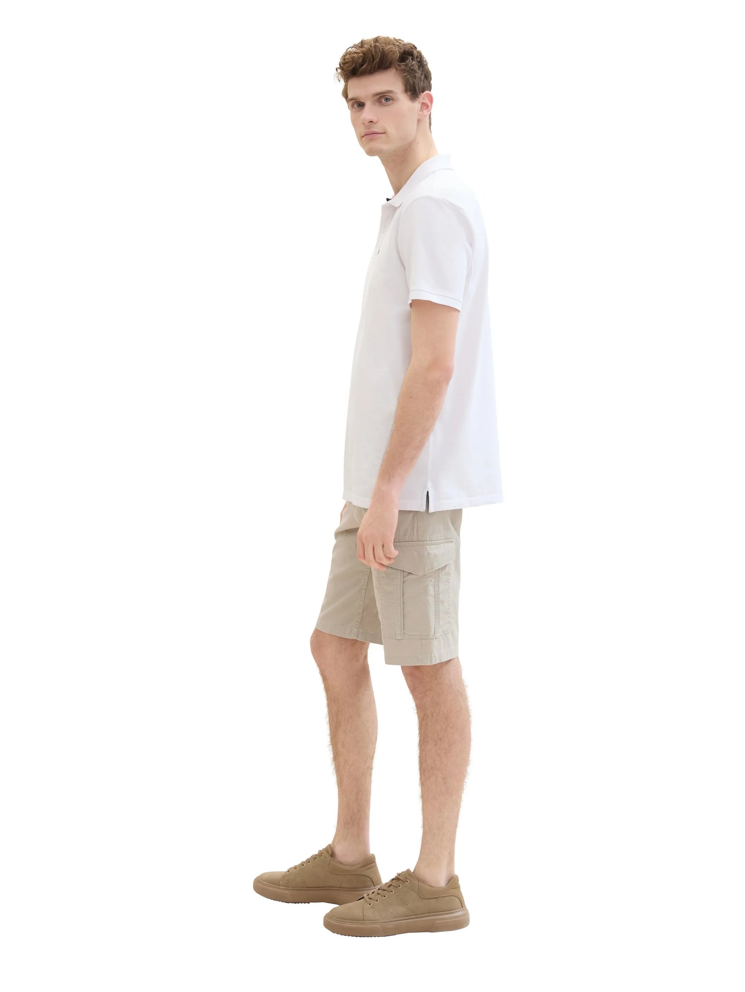 Tom Tailor Beige Structure Print Men Regular Cargo Shorts SKU: 1040226_34671 Image 02