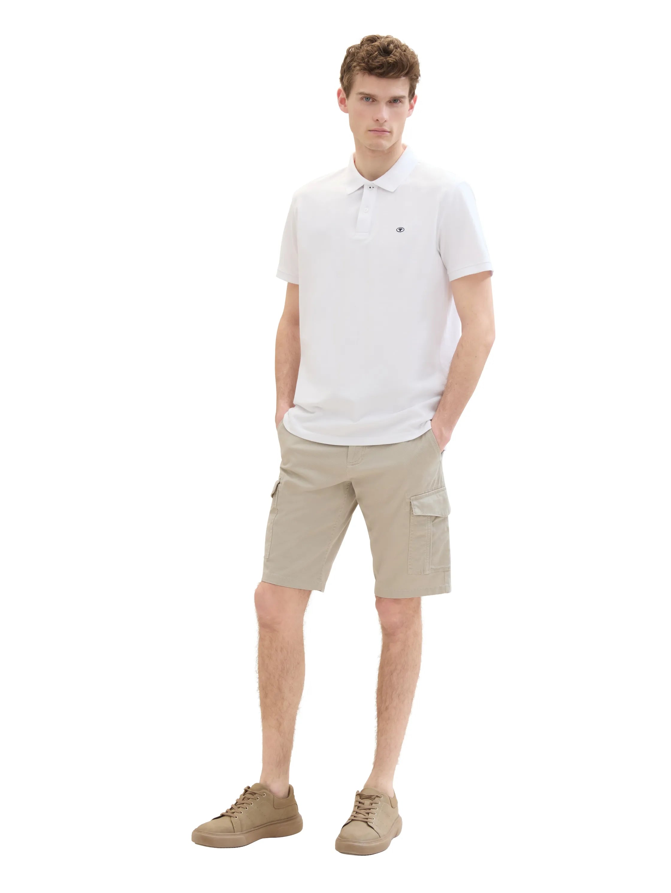 Tom Tailor Beige Structure Print Men Regular Cargo Shorts SKU: 1040226_34671 Image 03