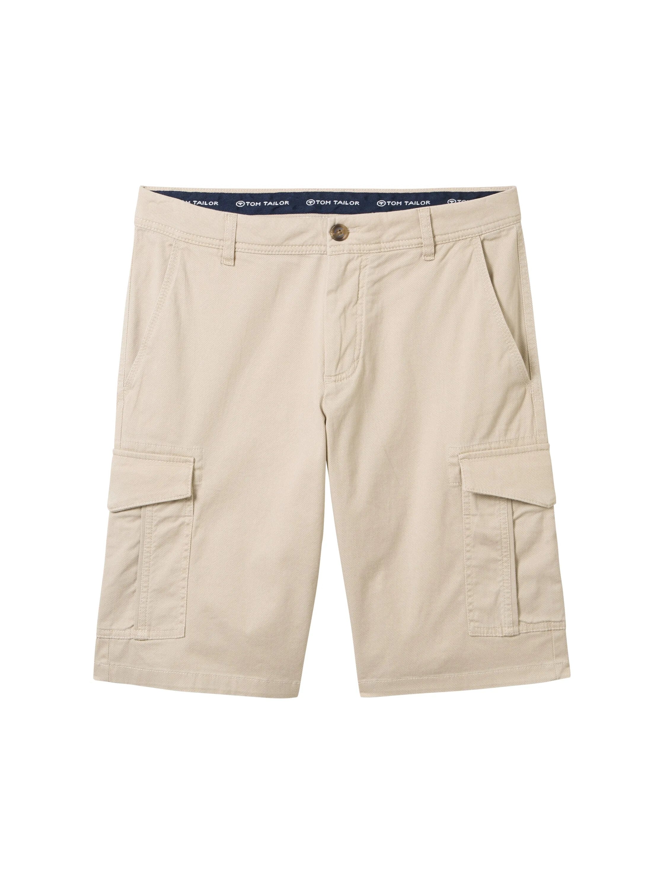 Tom Tailor Beige Structure Print Men Regular Cargo Shorts SKU: 1040226_34671 Image 08