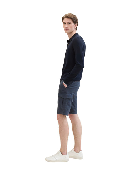 Tom Tailor Navy Structure Print Men Regular Cargo Shorts SKU: 1040226_34672 Image 02