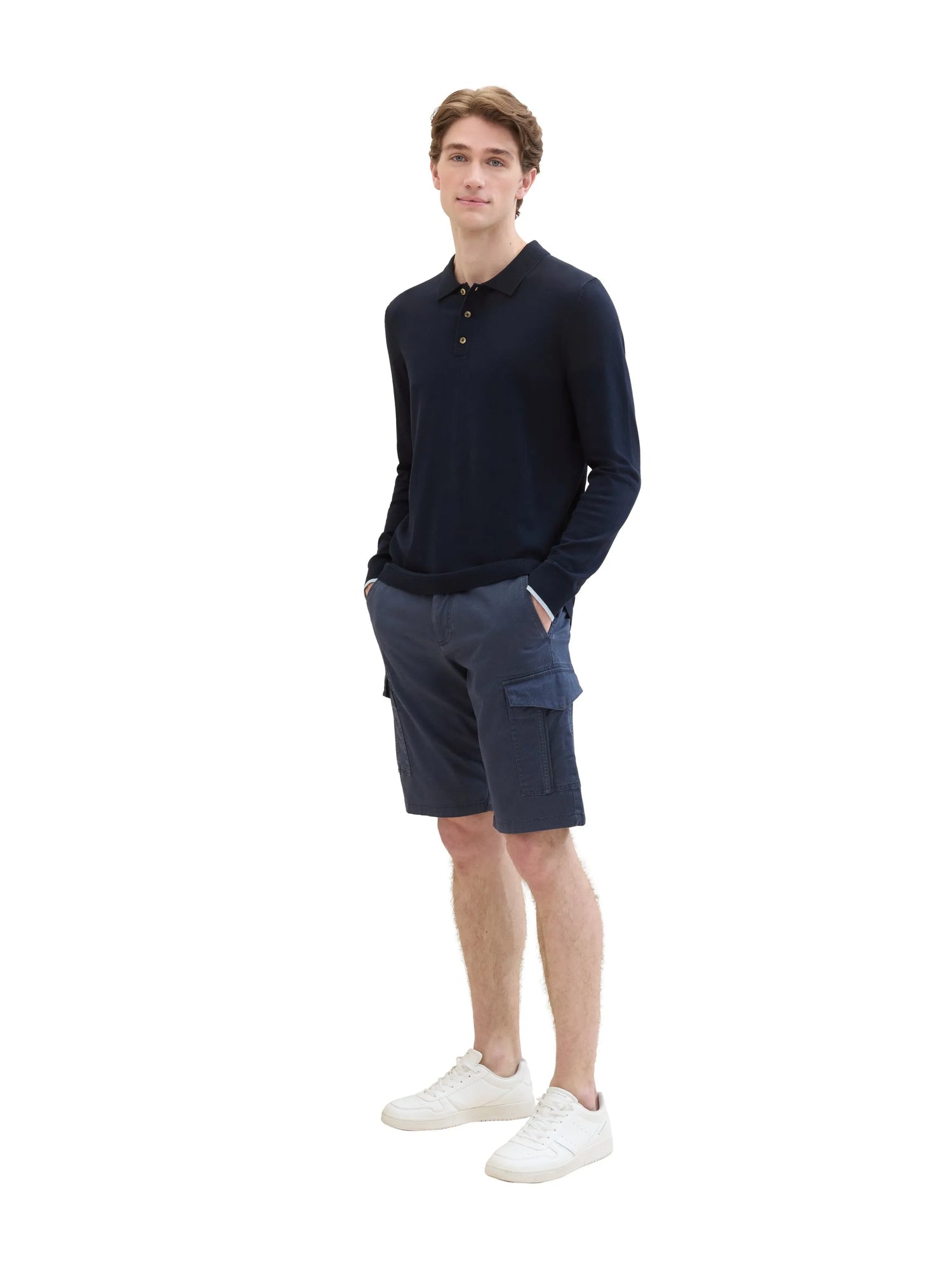 Tom Tailor Navy Structure Print Men Regular Cargo Shorts SKU: 1040226_34672 Image 03