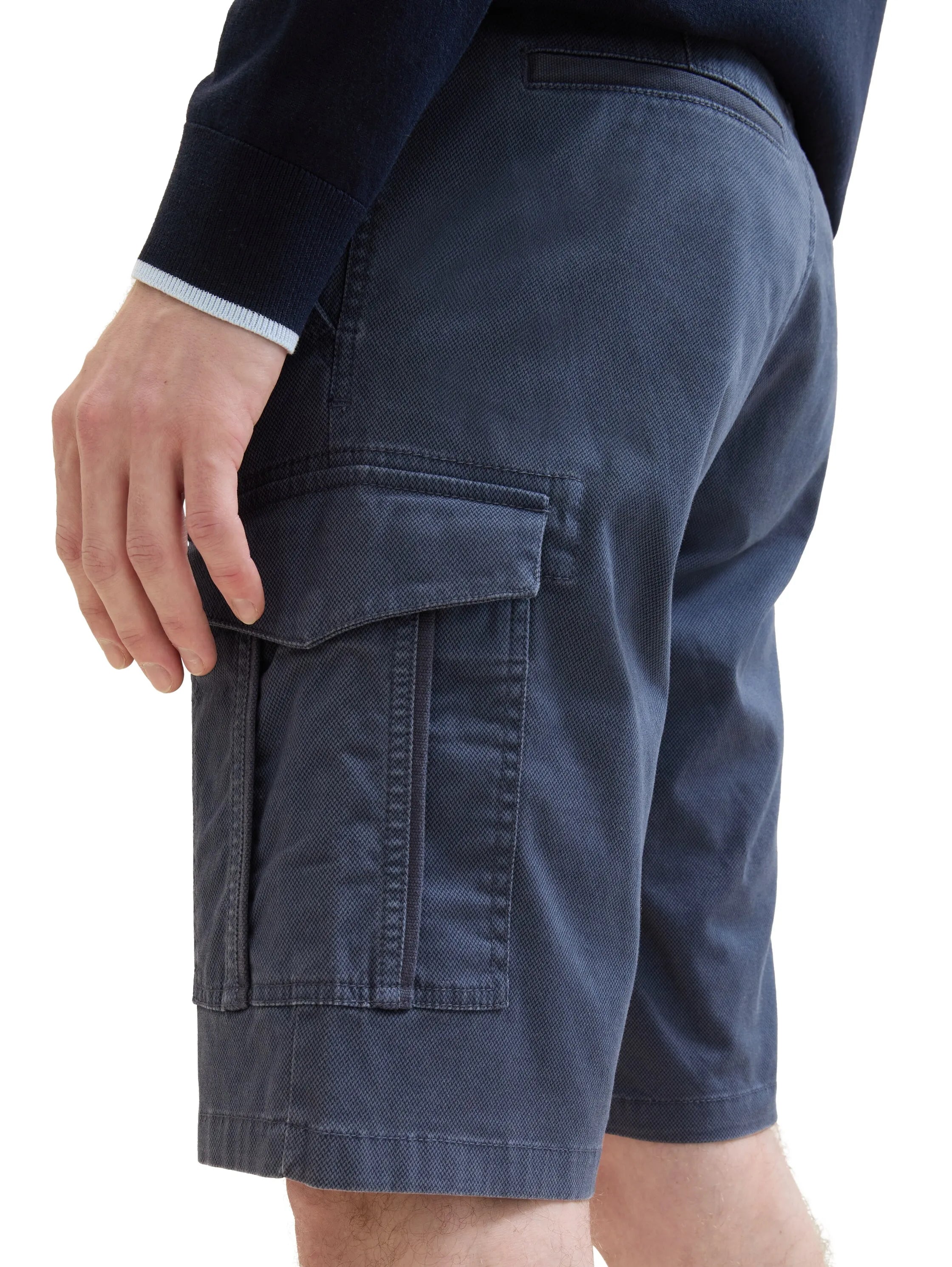 Tom Tailor Navy Structure Print Men Regular Cargo Shorts SKU: 1040226_34672 Image 05