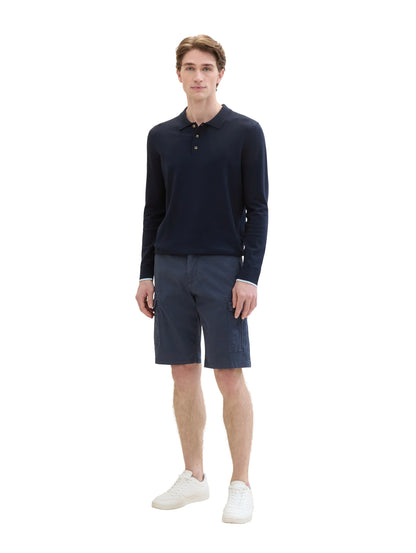 Tom Tailor Navy Structure Print Men Regular Cargo Shorts SKU: 1040226_34672 Image 07
