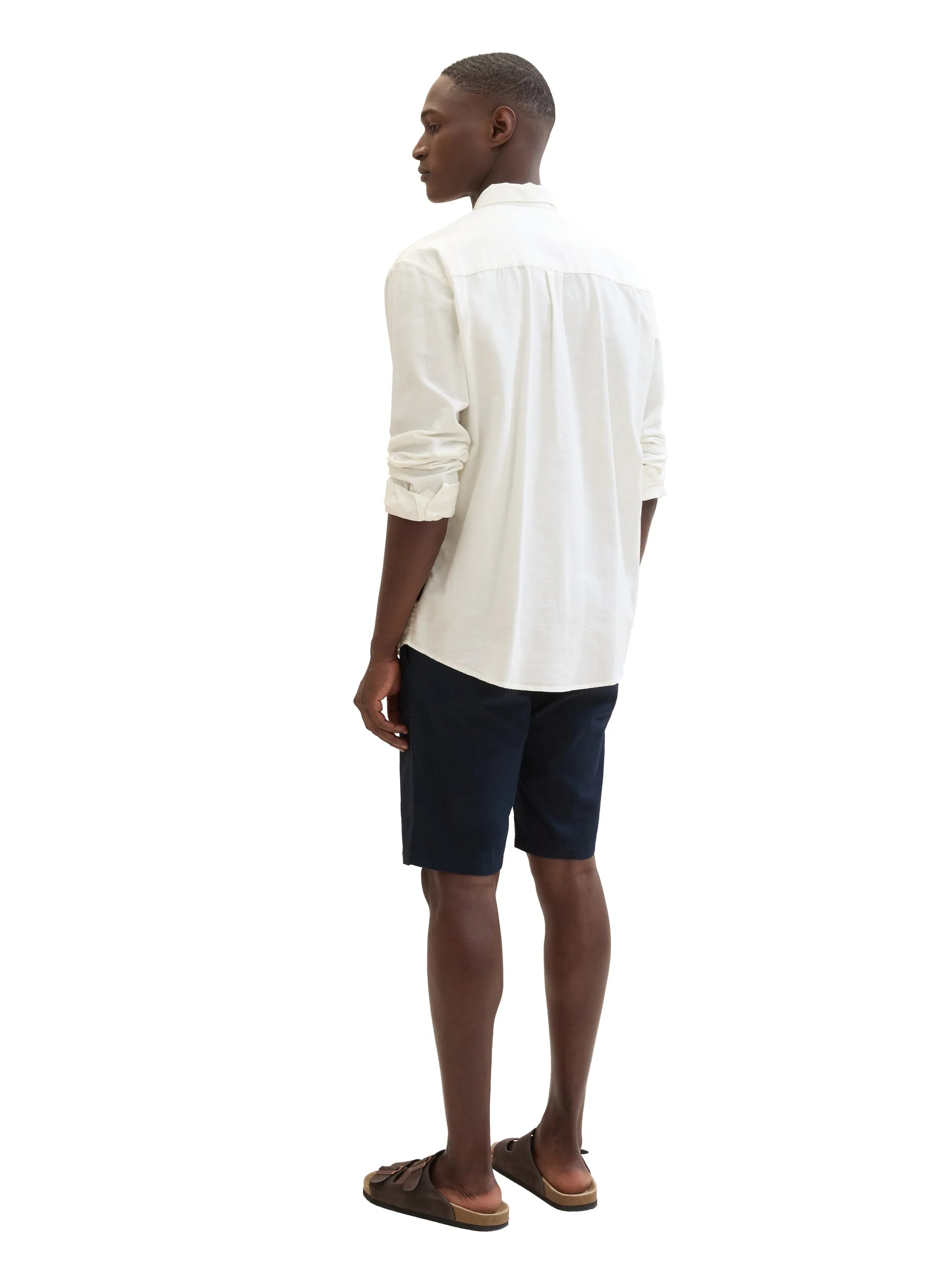 Tom Tailor Sky Captain Blue Men Regular Shorts with Linen SKU: 1040229_10668 Image 04