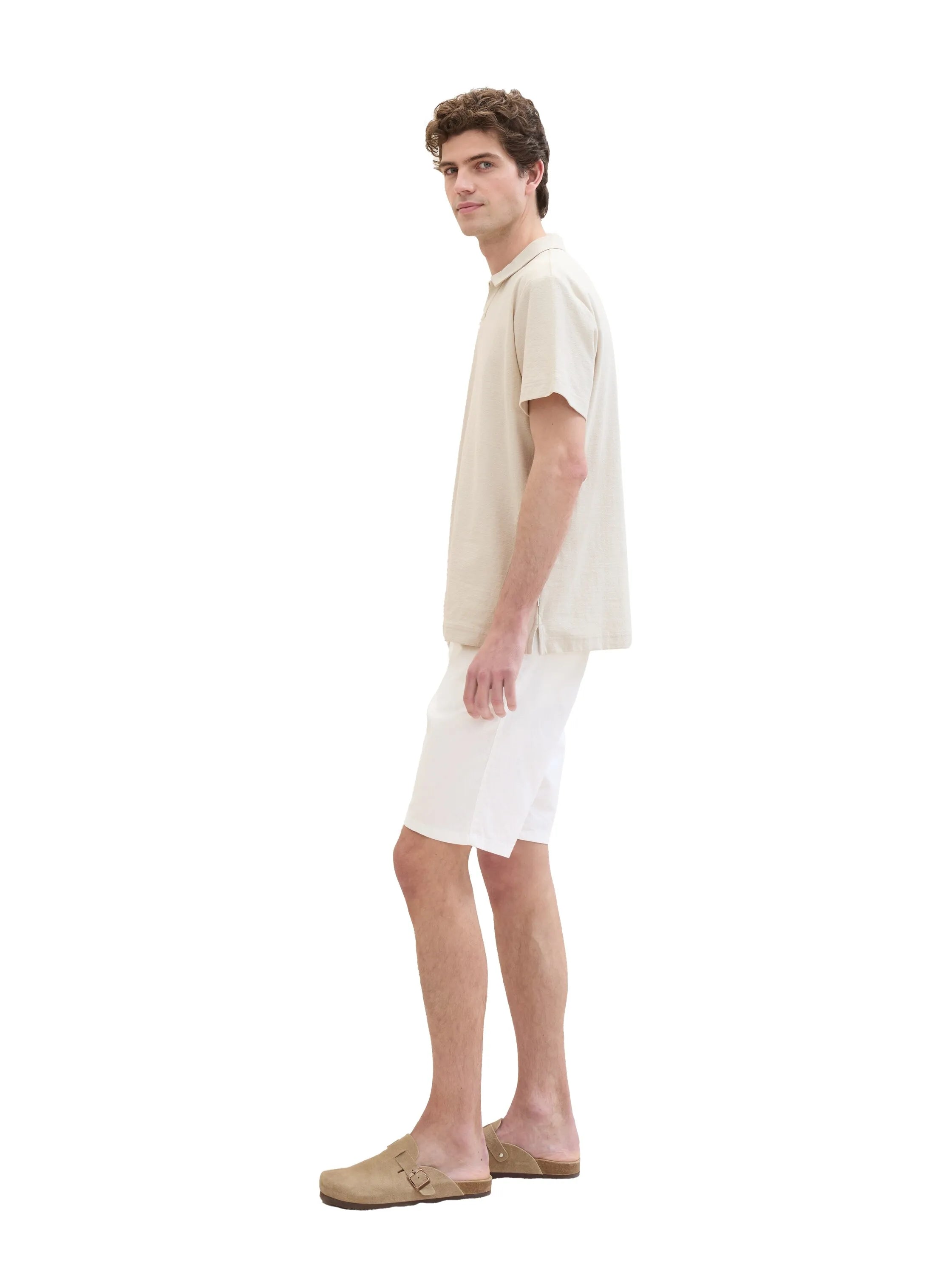 Tom Tailor White Men Regular Shorts with Linen SKU: 1040229_20000 Image 01