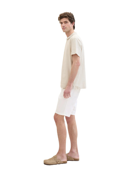 Tom Tailor White Men Regular Shorts with Linen SKU: 1040229_20000 Image 01