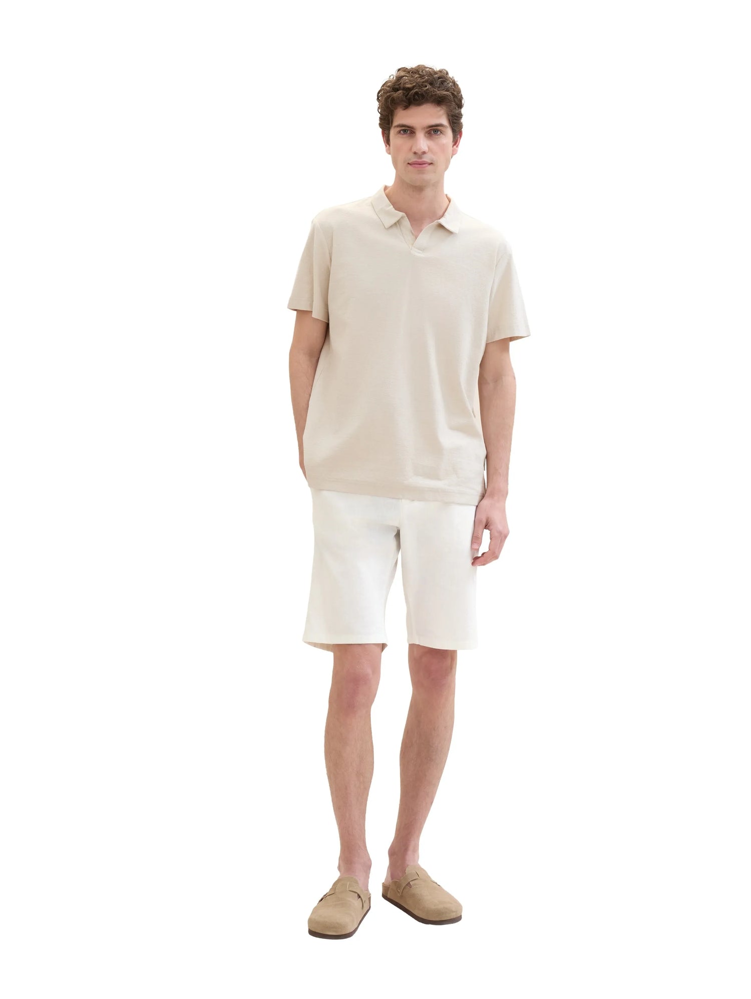Tom Tailor White Men Regular Shorts with Linen SKU: 1040229_20000 Image 02