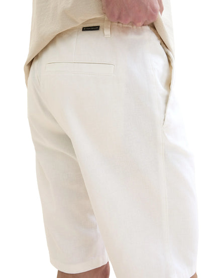 Tom Tailor White Men Regular Shorts with Linen SKU: 1040229_20000 Image 06