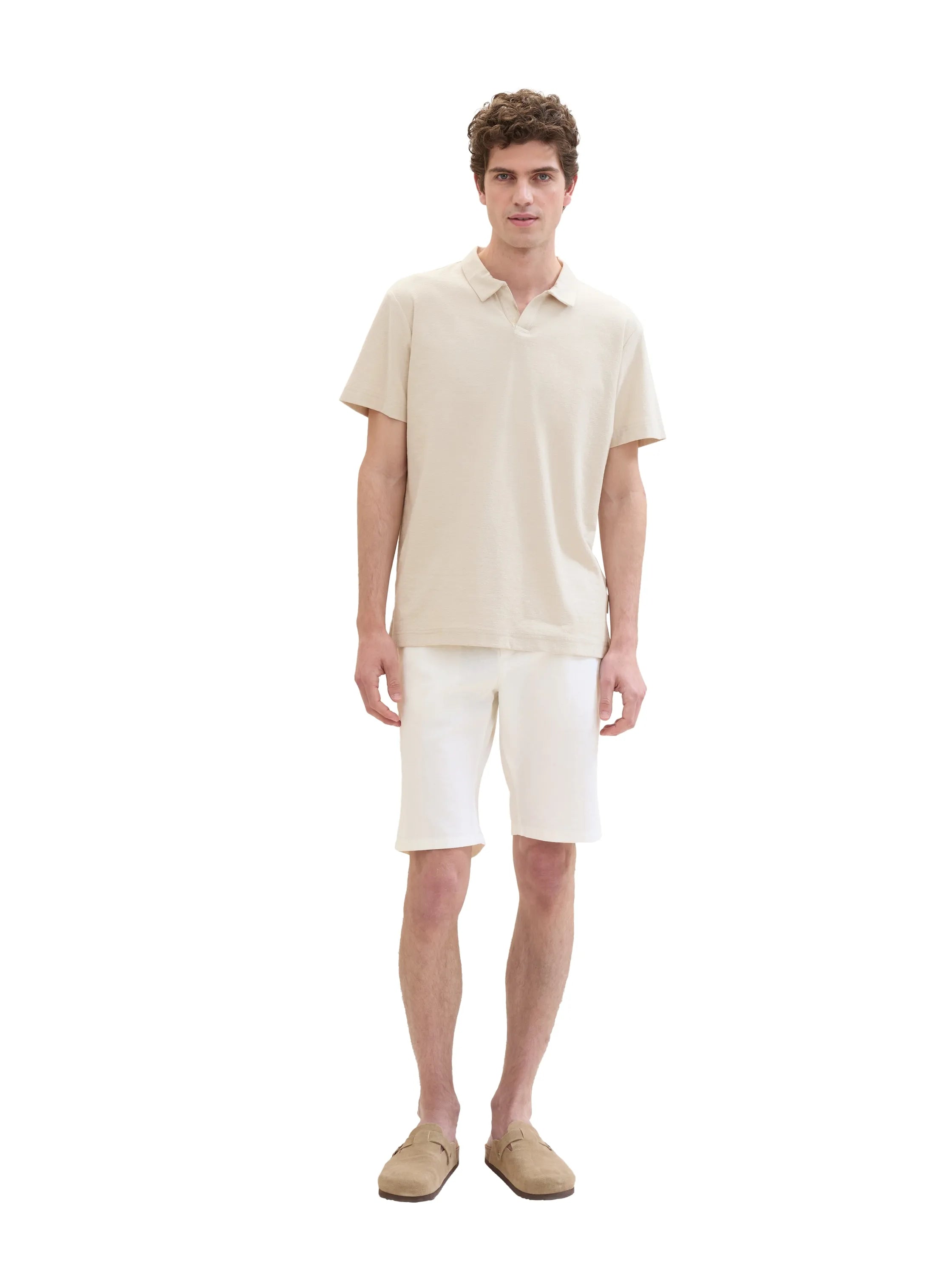 Tom Tailor White Men Regular Shorts with Linen SKU: 1040229_20000 Image 07