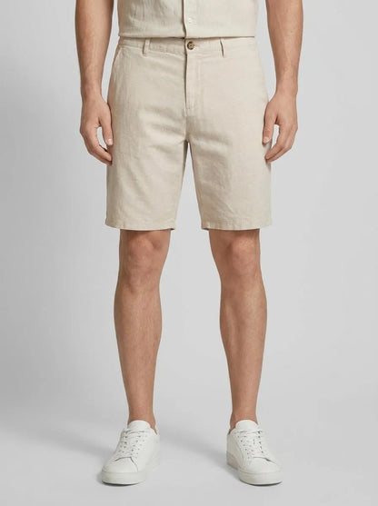 Tom Tailor Caramel Beige Chambray Men Regular Shorts with Linen SKU: 1040229_31235 Image 00