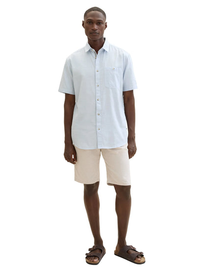 Tom Tailor Caramel Beige Chambray Men Regular Shorts with Linen SKU: 1040229_31235 Image 06