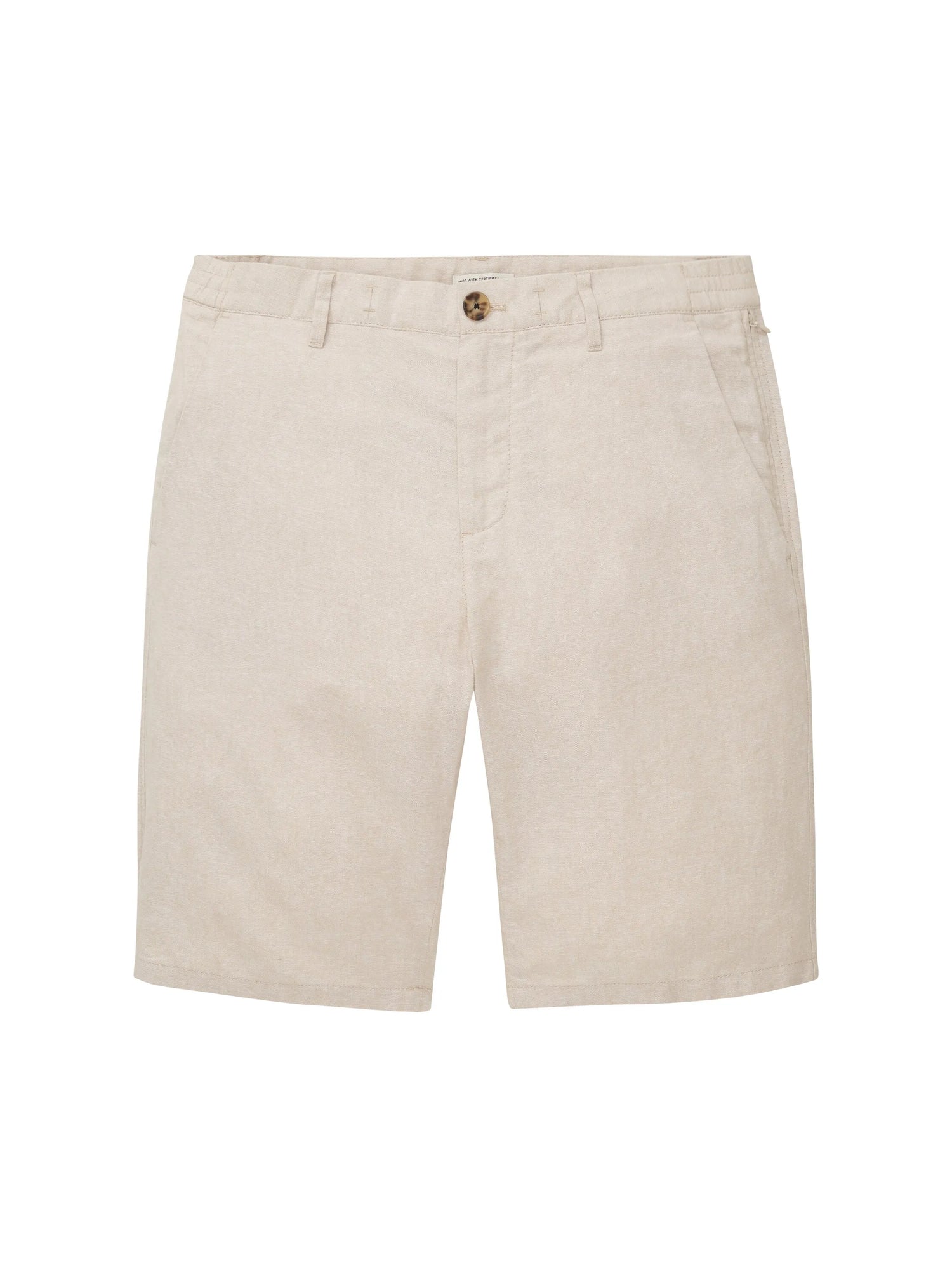 Tom Tailor Caramel Beige Chambray Men Regular Shorts with Linen SKU: 1040229_31235 Image 08