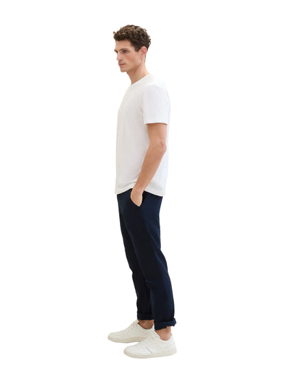 Tom Tailor Sky Captain Blue Men Regular Chinos with Linen SKU: 1040230_10668 Image 02