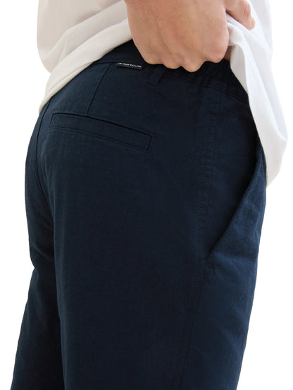 Tom Tailor Sky Captain Blue Men Regular Chinos with Linen SKU: 1040230_10668 Image 05