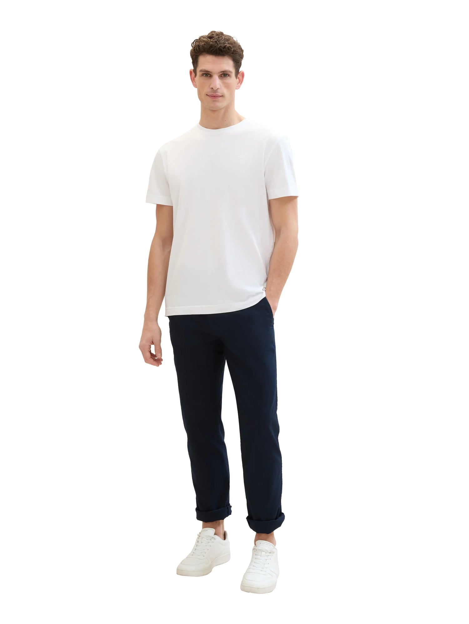 Tom Tailor Sky Captain Blue Men Regular Chinos with Linen SKU: 1040230_10668 Image 06