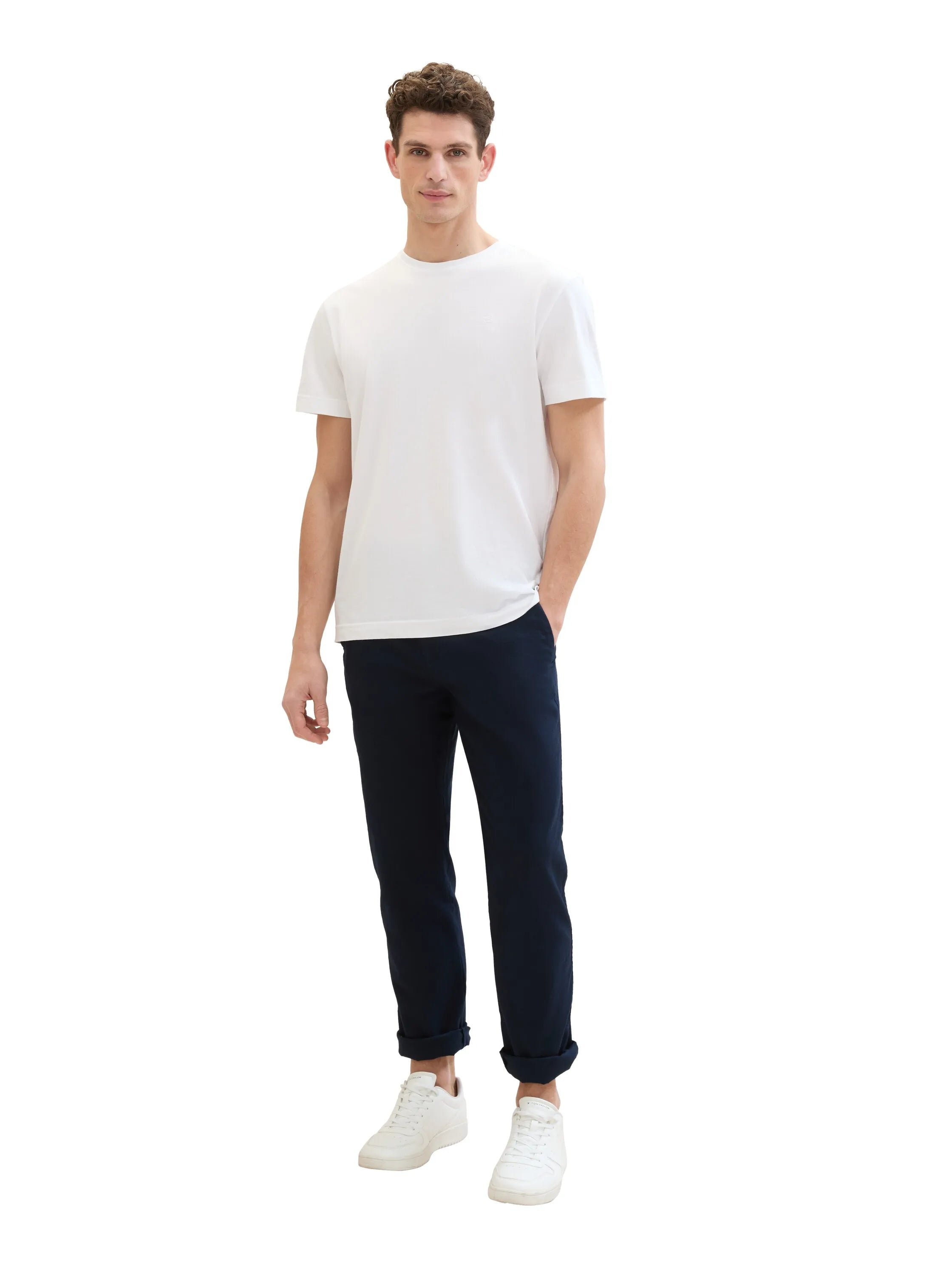 Tom Tailor Sky Captain Blue Men Regular Chinos with Linen SKU: 1040230_10668 Image 07