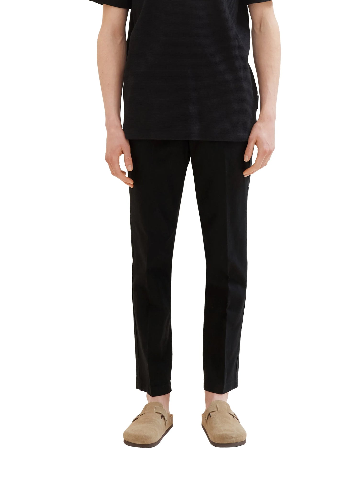 Denim Tom Tailor Black Men Relaxed Tapered Trousers with Linen SKU: 1040251_29999 Image 01