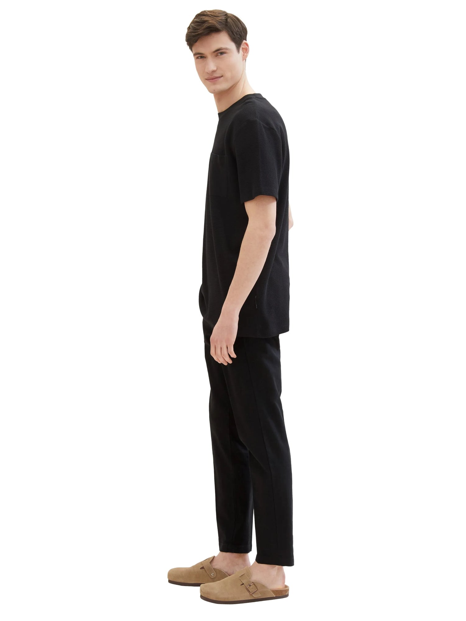 Denim Tom Tailor Black Men Relaxed Tapered Trousers with Linen SKU: 1040251_29999 Image 02