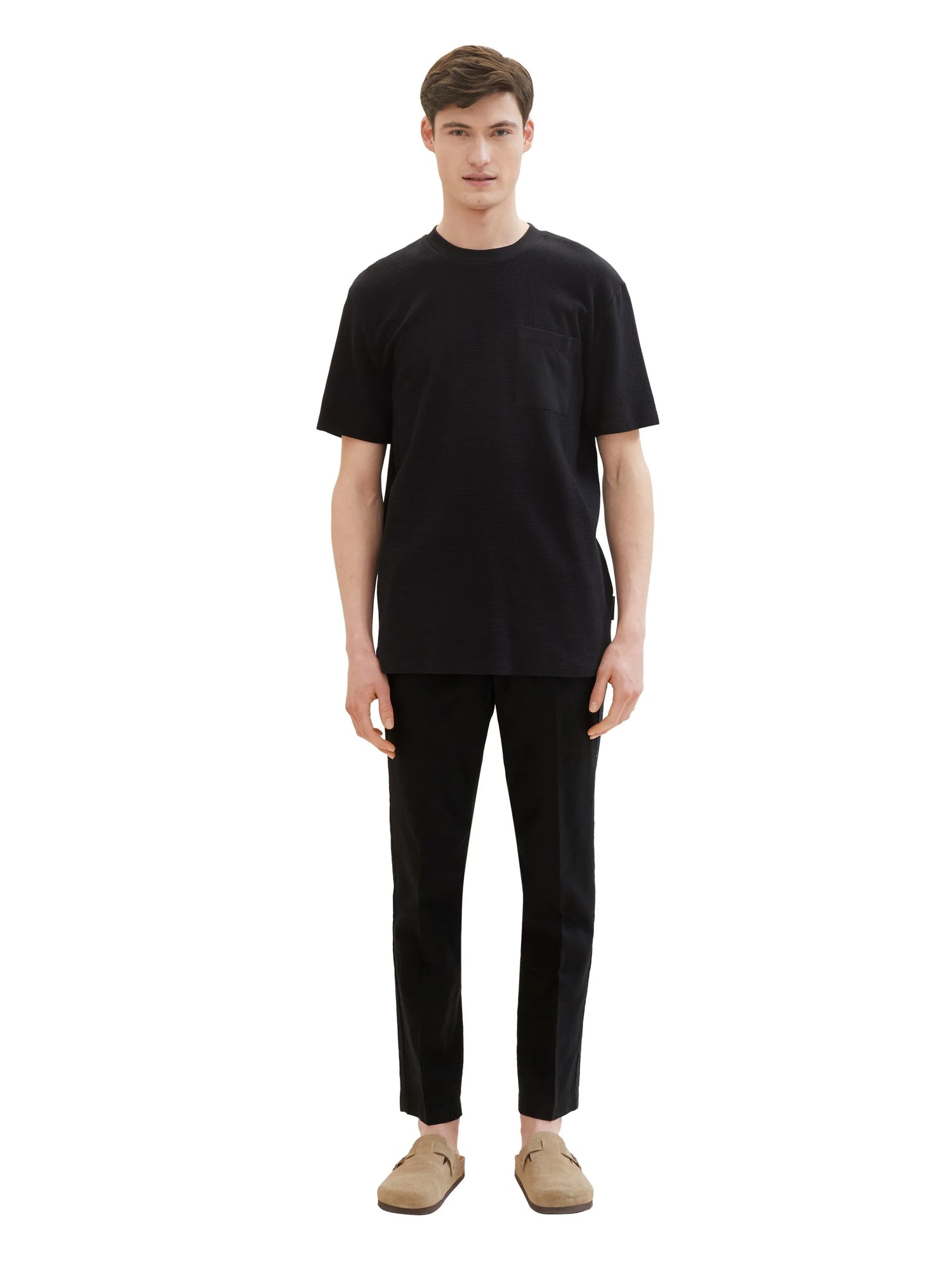 Denim Tom Tailor Black Men Relaxed Tapered Trousers with Linen SKU: 1040251_29999 Image 07